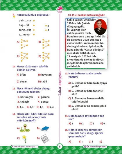 3-cü sinif Azərbaycan Dili Test Bankı