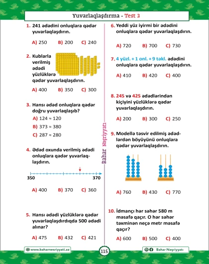3-cü sinif Kür və Araz Mövzu-mövzu Testlər və Çalışmalar